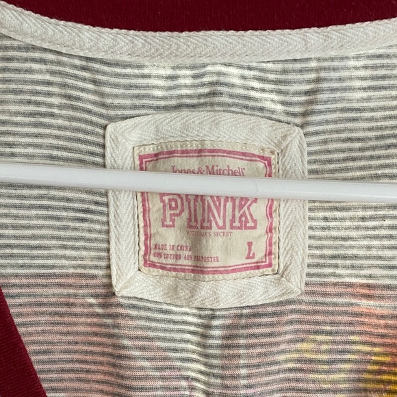 PINK Victoria's Secret Gray and White Striped Tee - Picture 2 of 3